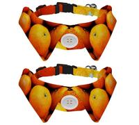 Eslifey 2 Pack Dog Collar with Bowtie and Bell, Fruit Oranges Adjustable Lapel Design Cat Bow Tie Collar for Small Pets