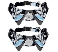 Eslifey 2 Pack Dog Collar with Bowtie and Bell, Fun Spacemen Adjustable Lapel Design Cat Bow Tie Collar for Small Pets