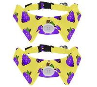 Eslifey 2 Pack Dog Collar with Bowtie and Bell, Funny Cartoon Grape Pattern Adjustable Lapel Design Cat Bow Tie Collar for Small Pets