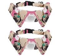 Eslifey 2 Pack Dog Collar with Bowtie and Bell, Funny Hello Pugicorn Cute Puppy Adjustable Lapel Design Cat Bow Tie Collar for Small Pets