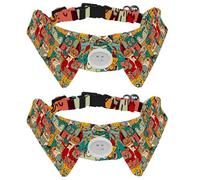 Eslifey 2 Pack Dog Collar with Bowtie and Bell, Funny Owls Birds Color Pattern Adjustable Lapel Design Cat Bow Tie Collar for Small Pets