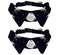 Eslifey 2 Pack Dog Collar with Bowtie and Bell, Funny Spacemen Galaxy Adjustable Lapel Design Cat Bow Tie Collar for Small Pets