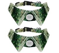 Eslifey 2 Pack Dog Collar with Bowtie and Bell, Graceful Peacocks Adjustable Lapel Design Cat Bow Tie Collar for Small Pets