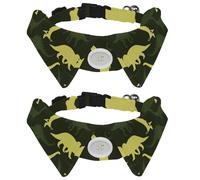 Eslifey 2 Pack Dog Collar with Bowtie and Bell, Green Dinosaur Silhouette Adjustable Lapel Design Cat Bow Tie Collar for Small Pets