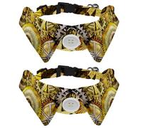 Eslifey 2 Pack Dog Collar with Bowtie and Bell, Grunge Wheels Steampunk Adjustable Lapel Design Cat Bow Tie Collar for Small Pets