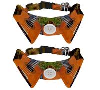 Eslifey 2 Pack Dog Collar with Bowtie and Bell, Guitar Stringed Instrument Adjustable Lapel Design Cat Bow Tie Collar for Small Pets