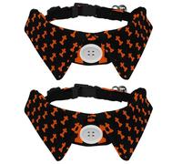 Eslifey 2 Pack Dog Collar with Bowtie and Bell, Halloween Graveyard Pattern Adjustable Lapel Design Cat Bow Tie Collar for Small Pets