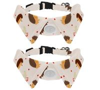 Eslifey 2 Pack Dog Collar with Bowtie and Bell, Hedgehog Cartoon Smiling Face Brown Adjustable Lapel Design Cat Bow Tie Collar for Small Pets
