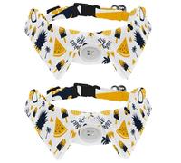 Eslifey 2 Pack Dog Collar with Bowtie and Bell, Hello Summer Pineapple Flamingos Pattern Adjustable Lapel Design Cat Bow Tie Collar for Small Pets