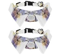 Eslifey 2 Pack Dog Collar with Bowtie and Bell, Hipster Elephant Colorful Adjustable Lapel Design Cat Bow Tie Collar for Small Pets