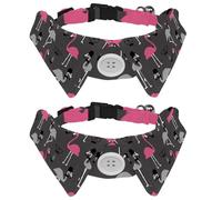 Eslifey 2 Pack Dog Collar with Bowtie and Bell, Hipster Flamingo Bird Pattern Adjustable Lapel Design Cat Bow Tie Collar for Small Pets