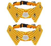 Eslifey 2 Pack Dog Collar with Bowtie and Bell, Hive Honey Adjustable Lapel Design Cat Bow Tie Collar for Small Pets