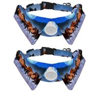 Eslifey 2 Pack Dog Collar with Bowtie and Bell, Horses Run Moon Adjustable Lapel Design Cat Bow Tie Collar for Small Pets