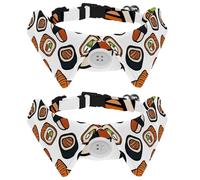 Eslifey 2 Pack Dog Collar with Bowtie and Bell, Japanese Cuisine Sushi Rolls Pattern Adjustable Lapel Design Cat Bow Tie Collar for Small Pets