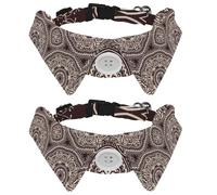 Eslifey 2 Pack Dog Collar with Bowtie and Bell, Mandala Brown Psychedelic Henna Adjustable Lapel Design Cat Bow Tie Collar for Small Pets
