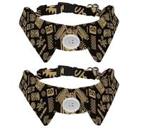 Eslifey 2 Pack Dog Collar with Bowtie and Bell, Maya Egypt Symble Pattern Adjustable Lapel Design Cat Bow Tie Collar for Small Pets
