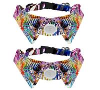 Eslifey 2 Pack Dog Collar with Bowtie and Bell, Nature Tropical Zebra Watercolor Pattern Adjustable Lapel Design Cat Bow Tie Collar for Small Pets