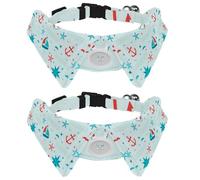 Eslifey 2 Pack Dog Collar with Bowtie and Bell, Navigation Ship Starfish Element Adjustable Lapel Design Cat Bow Tie Collar for Small Pets