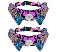 Eslifey 2 Pack Dog Collar with Bowtie and Bell, Neon Jaguar Leopard Adjustable Lapel Design Cat Bow Tie Collar for Small Pets