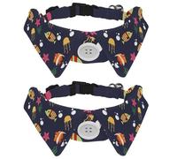 Eslifey 2 Pack Dog Collar with Bowtie and Bell, Ocean Animals Colorful Fish Adjustable Lapel Design Cat Bow Tie Collar for Small Pets