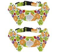 Eslifey 2 Pack Dog Collar with Bowtie and Bell, Oranges Kiwi with Flowers Pattern Adjustable Lapel Design Cat Bow Tie Collar for Small Pets