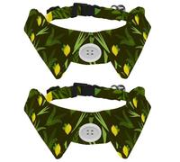 Eslifey 2 Pack Dog Collar with Bowtie and Bell, Plant Lemon Citrus Adjustable Lapel Design Cat Bow Tie Collar for Small Pets