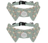 Eslifey 2 Pack Dog Collar with Bowtie and Bell, Pug Dog Meditation Yoga Pattern Adjustable Lapel Design Cat Bow Tie Collar for Small Pets
