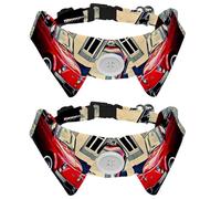 Eslifey 2 Pack Dog Collar with Bowtie and Bell, Red Car Architecture Adjustable Lapel Design Cat Bow Tie Collar for Small Pets