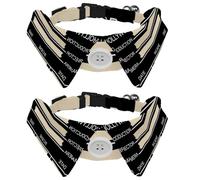 Eslifey 2 Pack Dog Collar with Bowtie and Bell, Retro Black Movie Clapboard Adjustable Lapel Design Cat Bow Tie Collar for Small Pets