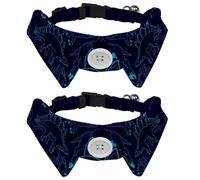 Eslifey 2 Pack Dog Collar with Bowtie and Bell, Silhouette Dino Dinosaur Pattern Adjustable Lapel Design Cat Bow Tie Collar for Small Pets