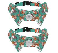 Eslifey 2 Pack Dog Collar with Bowtie and Bell, Skull Cupcake Floral Pattern Adjustable Lapel Design Cat Bow Tie Collar for Small Pets