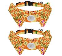 Eslifey 2 Pack Dog Collar with Bowtie and Bell, Snakes Ladders Game Adjustable Lapel Design Cat Bow Tie Collar for Small Pets