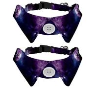 Eslifey 2 Pack Dog Collar with Bowtie and Bell, Space Astronomy Universe Galaxy Adjustable Lapel Design Cat Bow Tie Collar for Small Pets