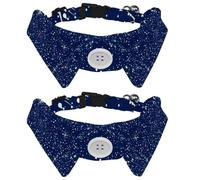 Eslifey 2 Pack Dog Collar with Bowtie and Bell, Starry Night Adjustable Lapel Design Cat Bow Tie Collar for Small Pets