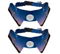 Eslifey 2 Pack Dog Collar with Bowtie and Bell, Starry Sky Night Adjustable Lapel Design Cat Bow Tie Collar for Small Pets