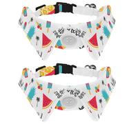 Eslifey 2 Pack Dog Collar with Bowtie and Bell, Summer Beach Pineapple Flamingos Adjustable Lapel Design Cat Bow Tie Collar for Small Pets