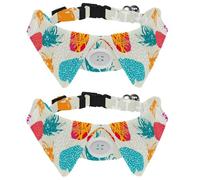 Eslifey 2 Pack Dog Collar with Bowtie and Bell, Summer Colored Pineapple Adjustable Lapel Design Cat Bow Tie Collar for Small Pets