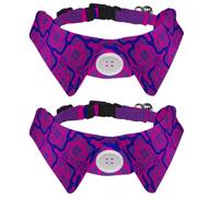 Eslifey 2 Pack Dog Collar with Bowtie and Bell, Tribal Purple Geometric Pattern Adjustable Lapel Design Cat Bow Tie Collar for Small Pets