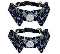Eslifey 2 Pack Dog Collar with Bowtie and Bell, Turtle Coral Bubble Pattern Adjustable Lapel Design Cat Bow Tie Collar for Small Pets
