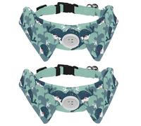 Eslifey 2 Pack Dog Collar with Bowtie and Bell, Underwater Life Cute Blue Whale Pattern Adjustable Lapel Design Cat Bow Tie Collar for Small Pets