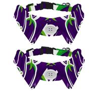 Eslifey 2 Pack Dog Collar with Bowtie and Bell, Vegetable Eggplant Purple Pattern Adjustable Lapel Design Cat Bow Tie Collar for Small Pets