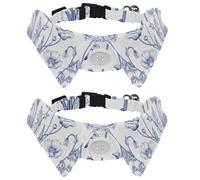Eslifey 2 Pack Dog Collar with Bowtie and Bell, Vintage Floral Wild Poppies Adjustable Lapel Design Cat Bow Tie Collar for Small Pets