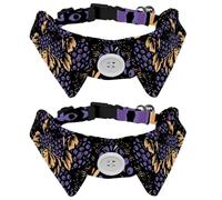 Eslifey 2 Pack Dog Collar with Bowtie and Bell, Vintage Grape Purple Adjustable Lapel Design Cat Bow Tie Collar for Small Pets
