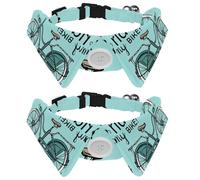 Eslifey 2 Pack Dog Collar with Bowtie and Bell, Vintage I Love Ride My Bike Adjustable Lapel Design Cat Bow Tie Collar for Small Pets