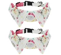 Eslifey 2 Pack Dog Collar with Bowtie and Bell, Watercolor Painting Magic Unicorn Adjustable Lapel Design Cat Bow Tie Collar for Small Pets