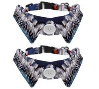 Eslifey 2 Pack Dog Collar with Bowtie and Bell, White Horses Running at Night Adjustable Lapel Design Cat Bow Tie Collar for Small Pets