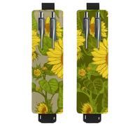 Eslifey 2 Pack Portable Pen Holder, Booming Sunflowers Pencil Holder, Pen Sleeve Case Pouch Hold 2 or 3 Pens, Adjustable Elastic Band, Detachable