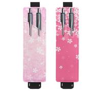 Eslifey 2 Pack Portable Pen Holder, Cherry Japanese Cherry Blossoms Pattern Pencil Holder, Pen Sleeve Case Pouch Hold 2 or 3 Pens, Adjustable Elastic Band, Detachable