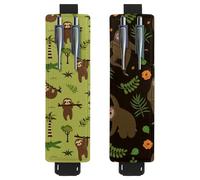 Eslifey 2 Pack Portable Pen Holder, Cute Animals Sloths and Crocodiles Pattern Pencil Holder, Pen Sleeve Case Pouch Hold 2 or 3 Pens, Adjustable Elastic Band, Detachable