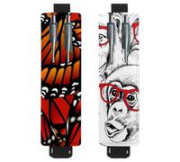 Eslifey 2 Pack Portable Pen Holder, Monarch Butterfly Wings on White Pattern Pencil Holder, Pen Sleeve Case Pouch Hold 2 or 3 Pens, Adjustable Elastic Band, Detachable